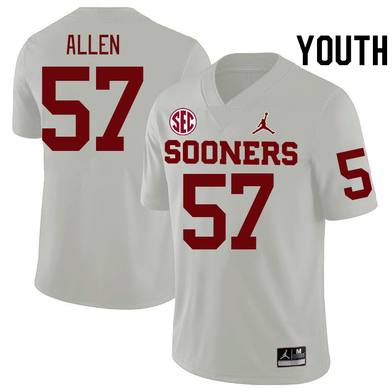 Youth #57 Gunnar Allen Oklahoma Sooners 2024 SEC Conference College Football Jerseys-White